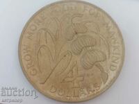 4 долара 1970 г. Барбадос FAO никел