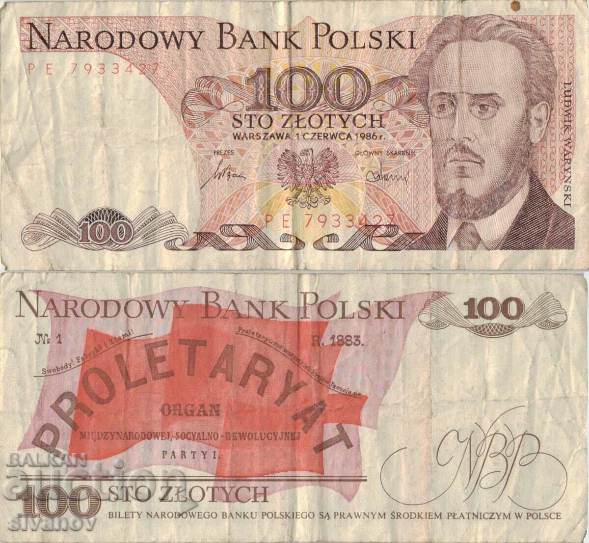 Poland 100 zloty 1986 banknote #5303