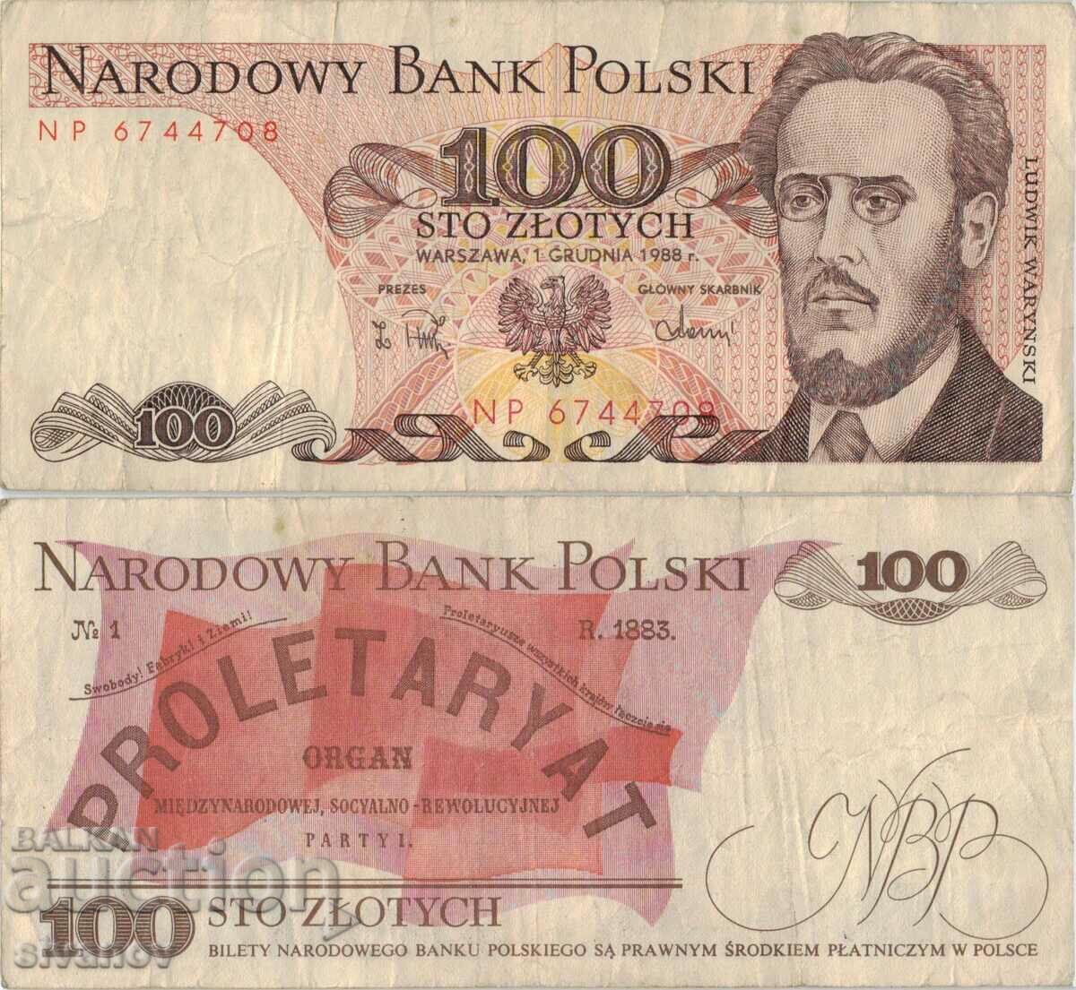 Poland 100 zloty 1988 banknote #5305