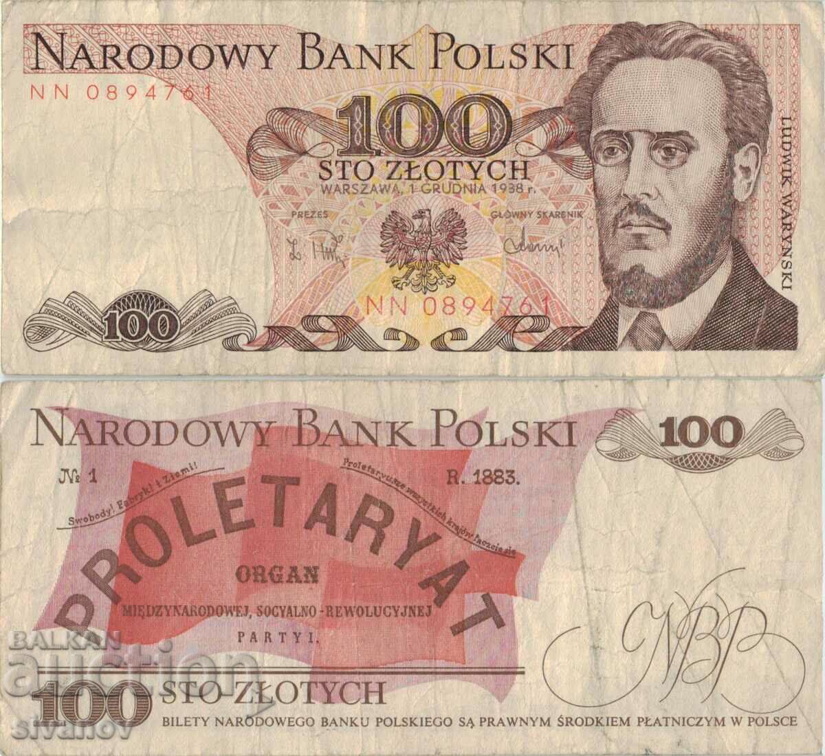 Полша 100 злоти 1988 година банкнота #5306
