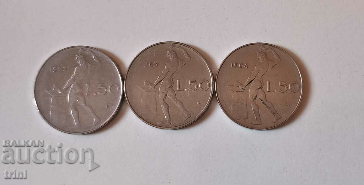 Italia lot 50 lire 1962, 1963 si 1964 anul a1
