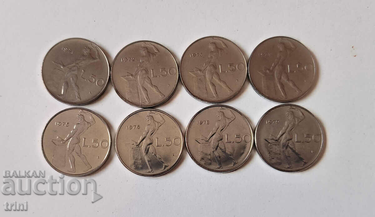 Италия лот 50 лири 1970 - 1979 година а4