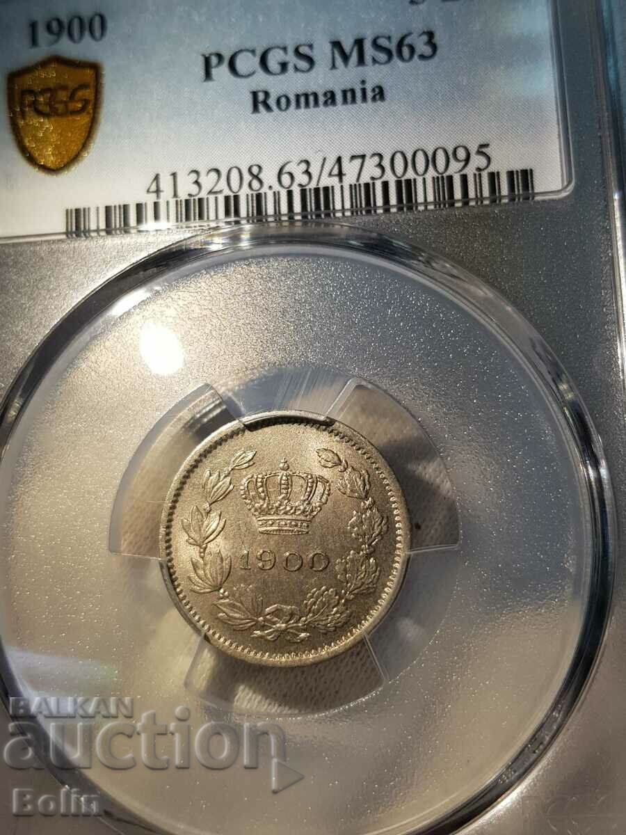 MS 63 Румънска царска монета 5 бани 1900 Никел