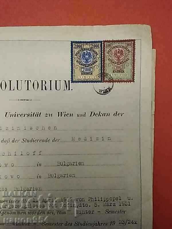 Delivery of Coat of arms marks Austria on a document