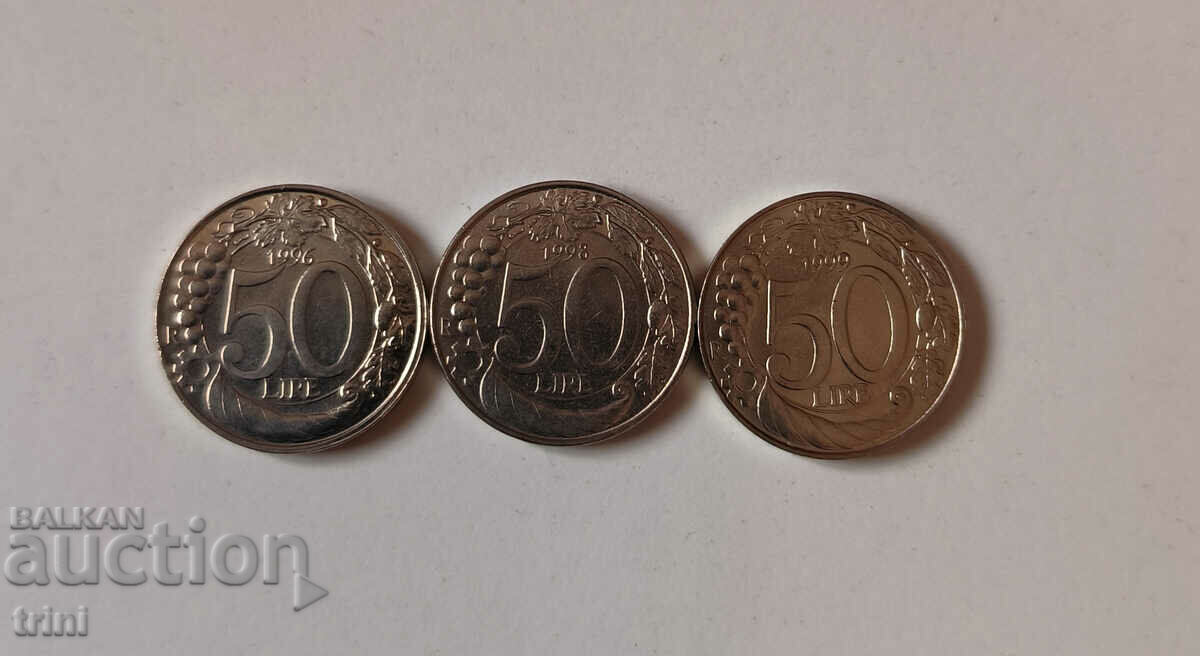 Italy lot 50 lira 1996, 1998 and 1999 year a7