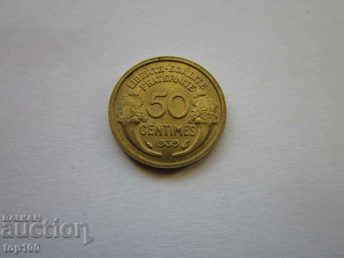 50 CENTIMES FRANCE 1939 AUNC MINT BZC !!! 50 CENTIMES FRANCE 1939 AUNC MINT BZC !!!