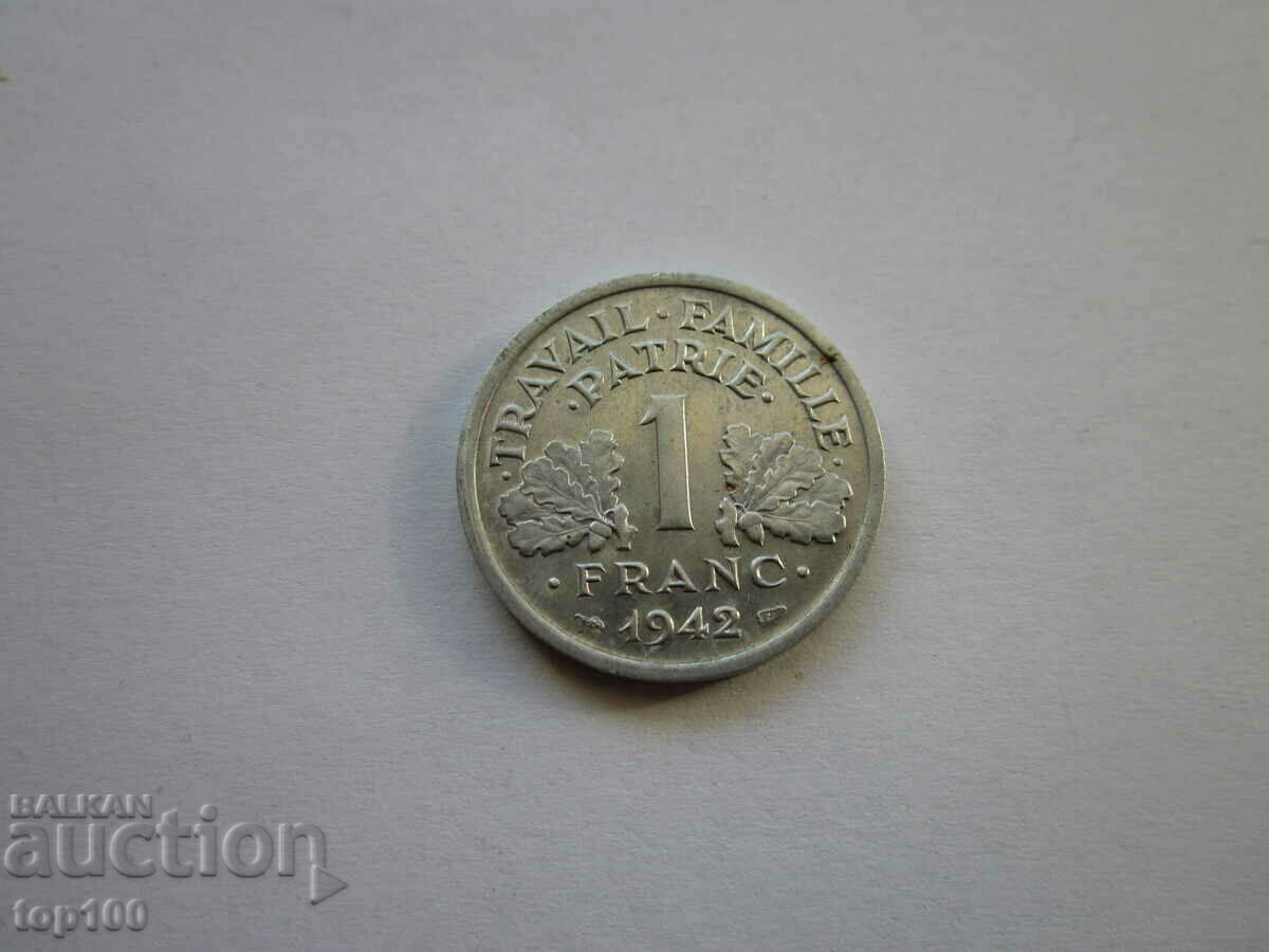 1 FRANC 1942 AUNC MINT BZC !!!