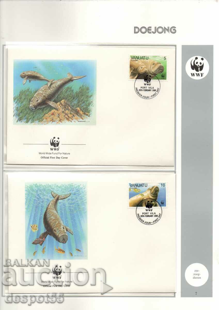 1988. Vanuatu. Specie pe cale de dispariție - dugongul. 4 plicuri.