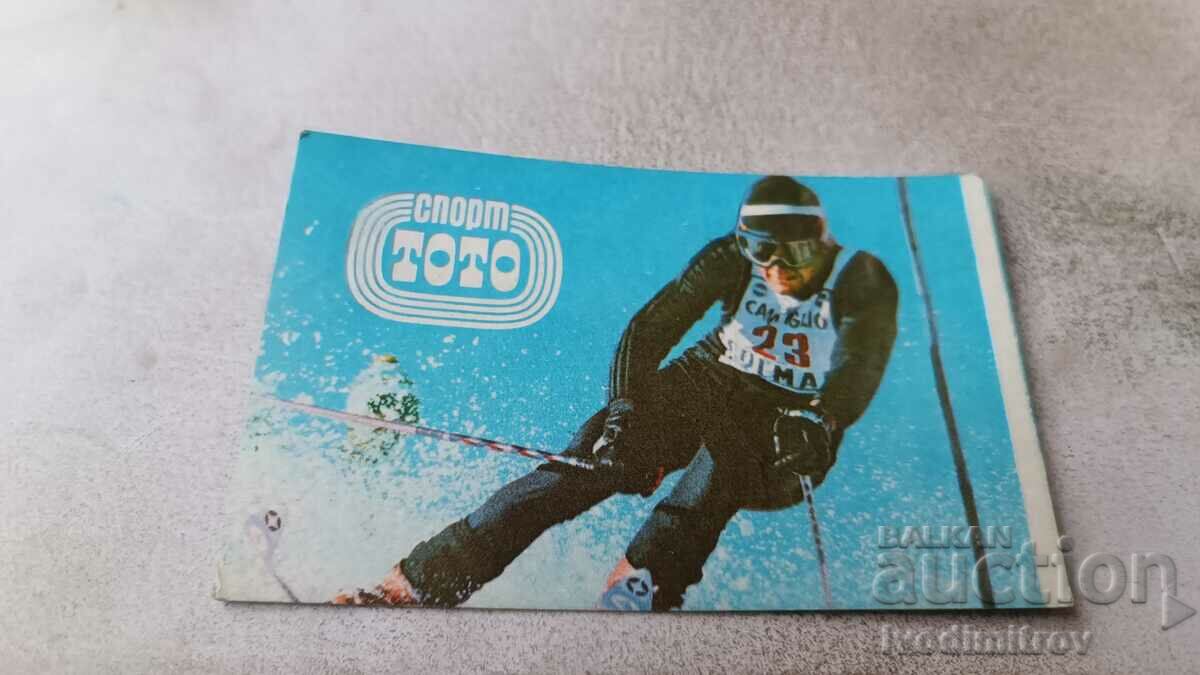 Calendar Sport TOTO Skier 1980