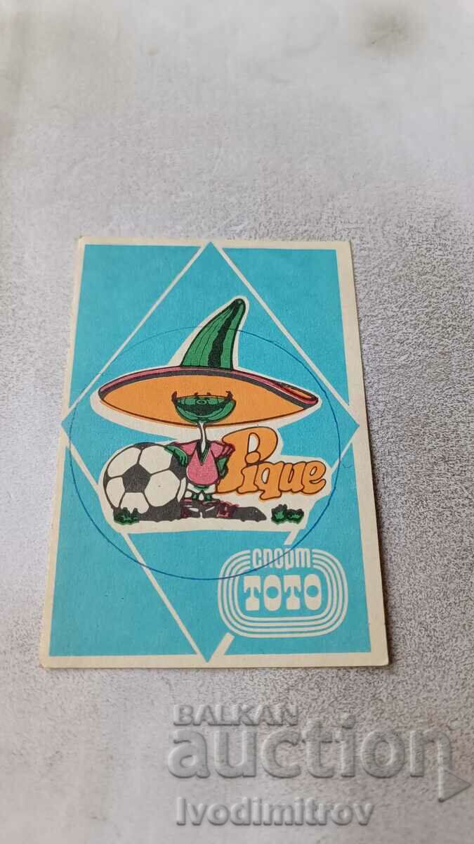 Calendar Sport TOTO Pique 1986