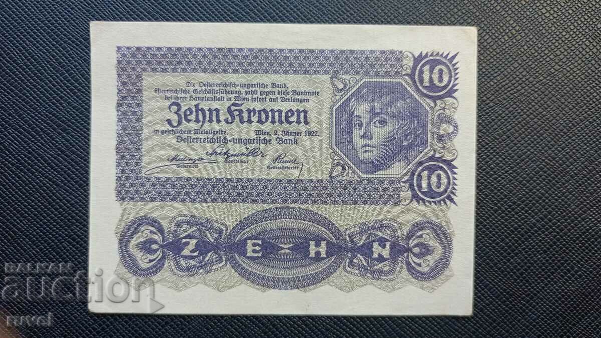 Austria, 10 kroner 1922