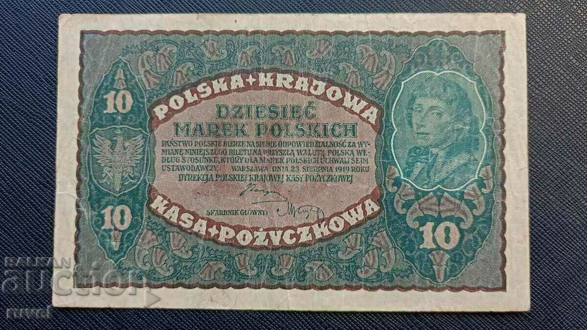 Полша, 10 марки 1919 г.