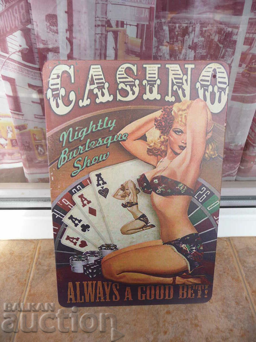 Τυχερά παιχνίδια μεταλλική πινακίδα Στοίχημα ρουλέτας πόκερ καζίνο ερωτική
