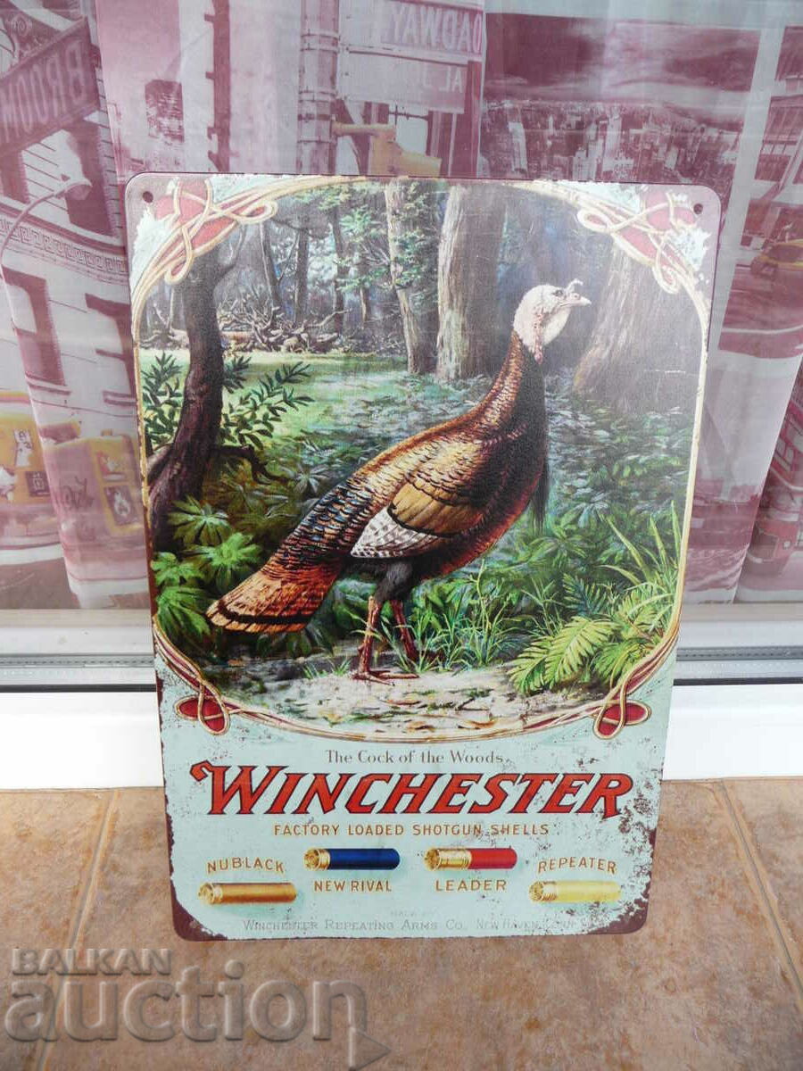 Метална табела разни патрони Уинчстер Winchester пуйка фазан