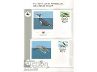 1990. Faroe Islands. North Atlantic whales. 4 envelopes.