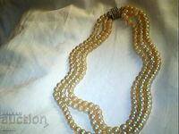 very old 3 rows natural pearl necklace