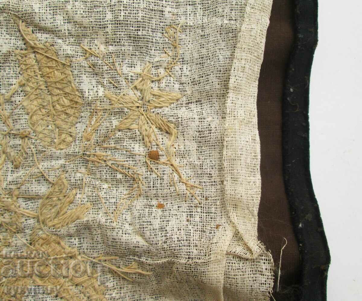 Old embroidery on velvet with gold tinsel cushion - 7