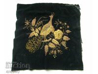 Old embroidery on velvet with gold tinsel cushion