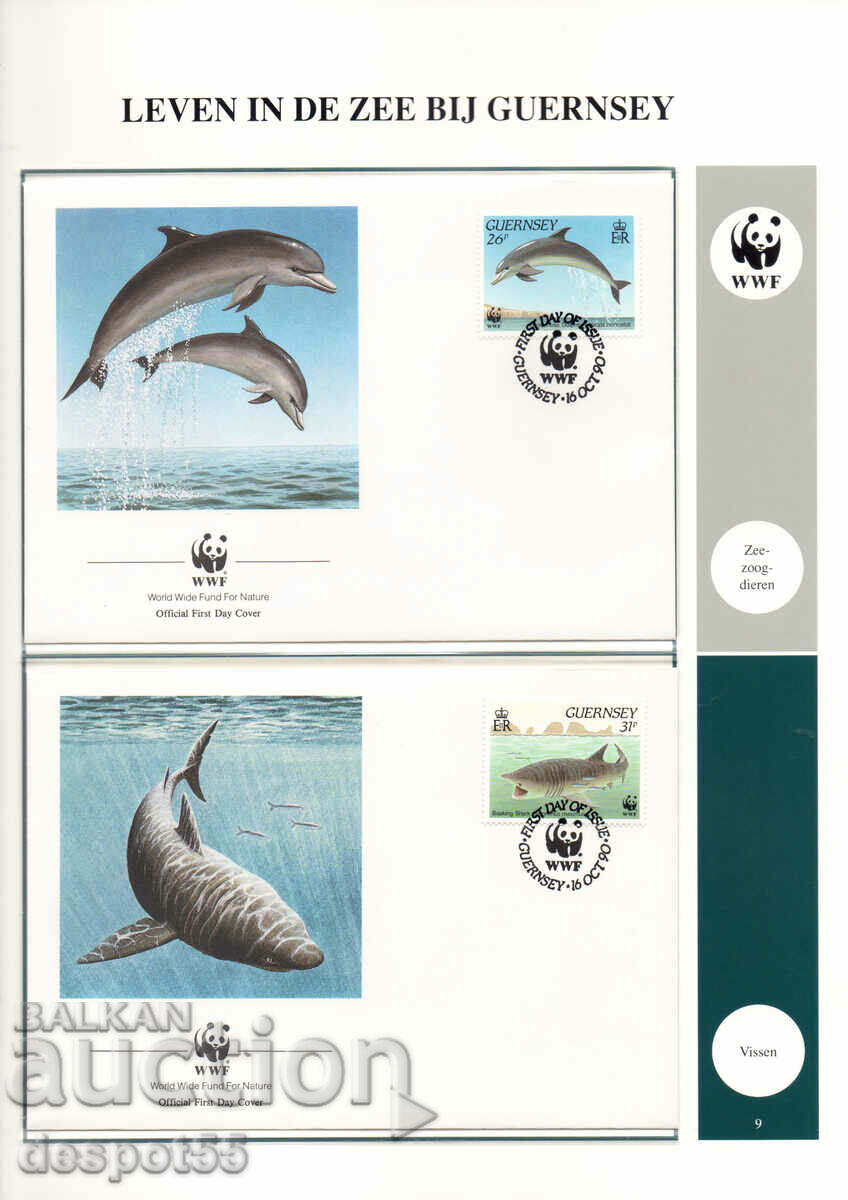 1990. Guernsey. WWF - Marine Life. 4 envelopes.