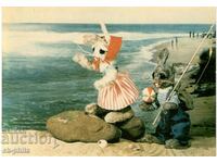 Old card - dolls - Bunny Bayu fisherman