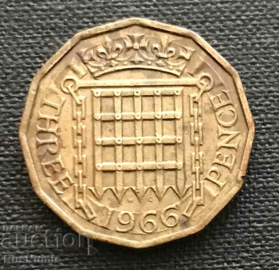 Marea Britanie. 3 pence 1966