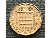 Marea Britanie. 3 pence 1967
