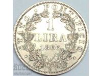 1 lira 1866 Vatican Pius IX "AN XX+small head" - RRRR