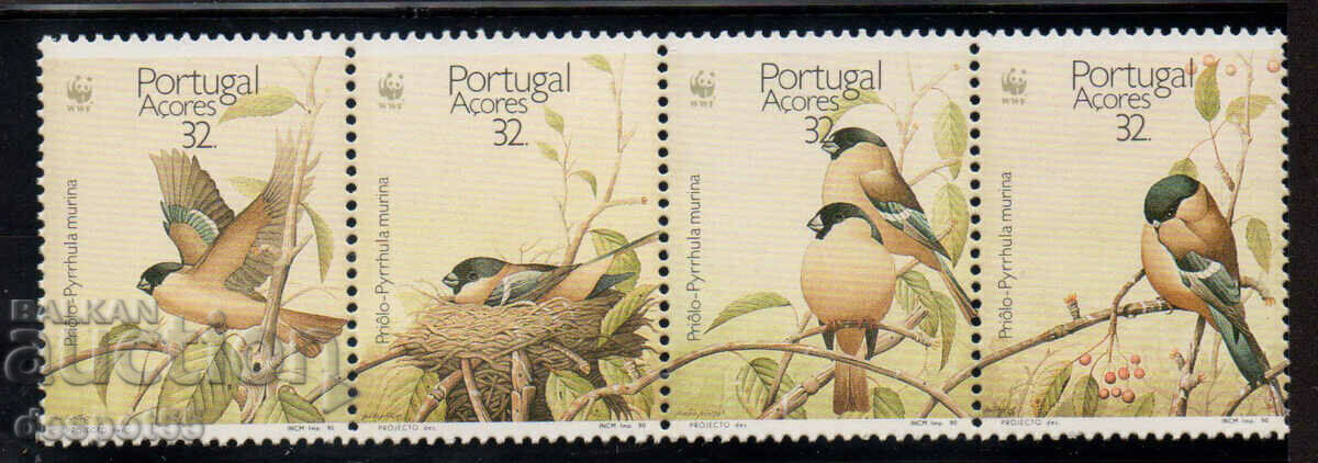 1990. Азорски о-ви. Световен фонд за дивата природа. Птици.