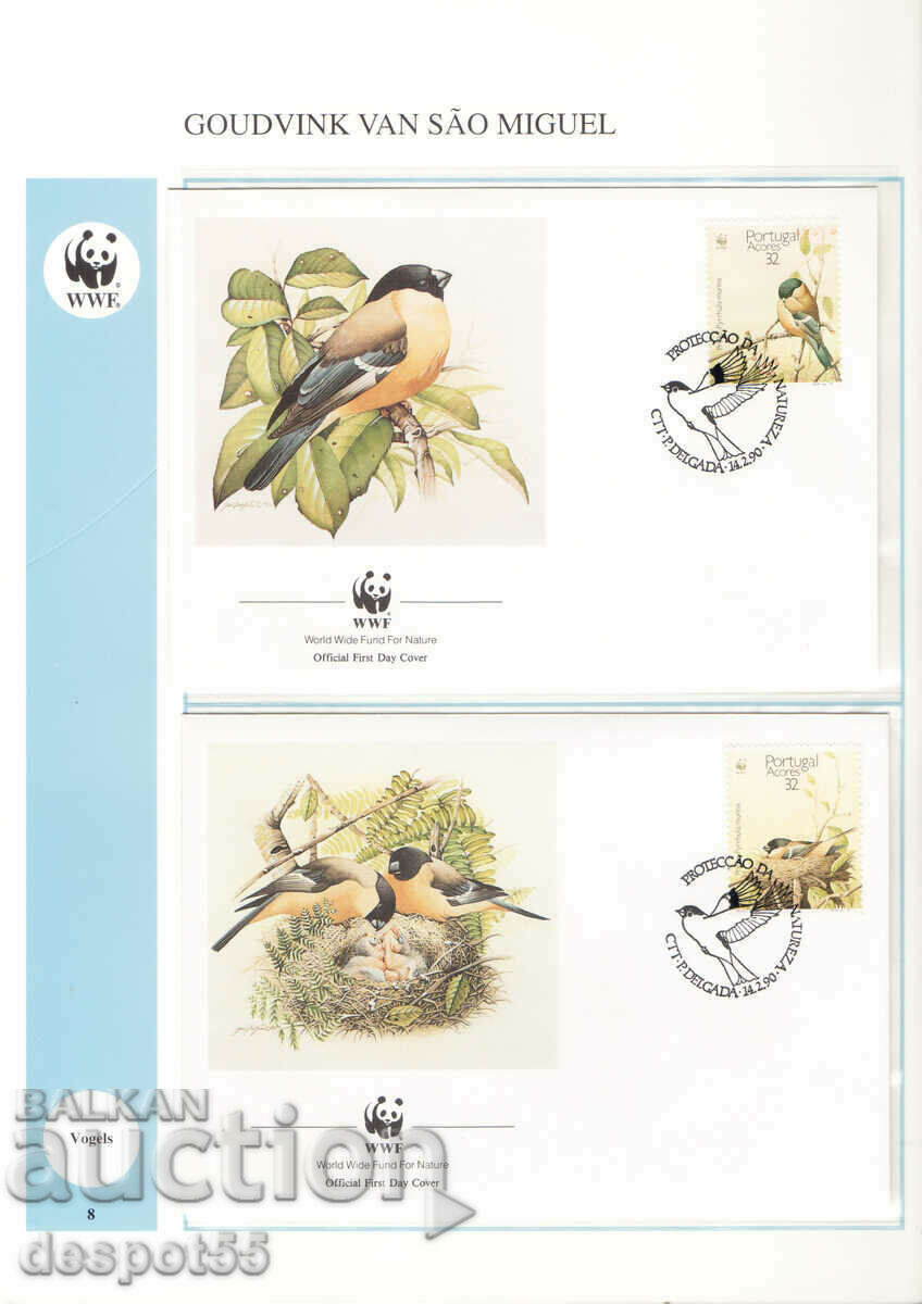 1990. Azores. Wildlife Fund - Birds. 4 envelopes. with price 6.50 BGN | € 3.32 1990. Azores. Wildlife Fund - Birds. 4 envelopes. with price 6.50 BGN | € 3.32