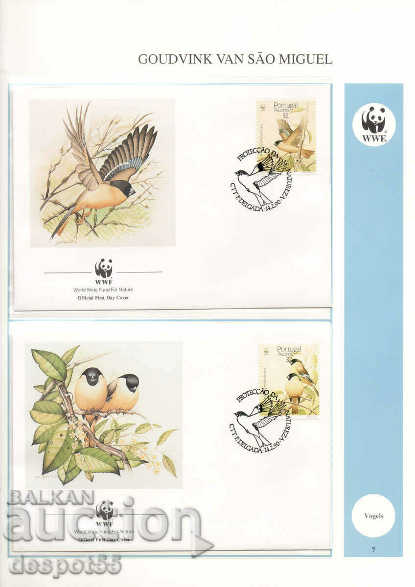 1990. Azore. Fondul pentru fauna sălbatică - Păsări. 4 plicuri.