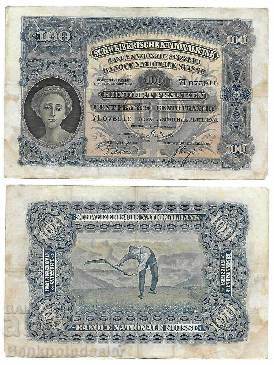 Ελβετία 100 φράγκα 1931 Pick 35 Ref 5910