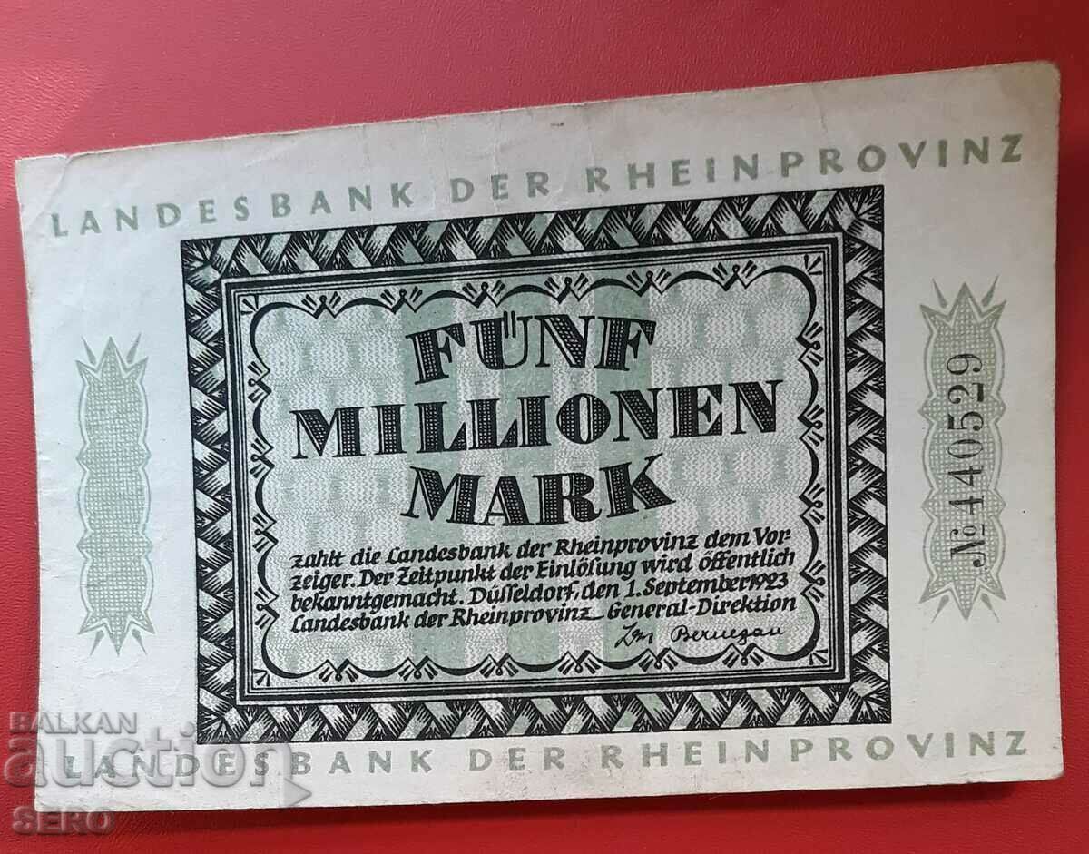 Банкнота-Германия-С.Рейн-Вестфалия-Дюселдорф-5000000 м. 1923