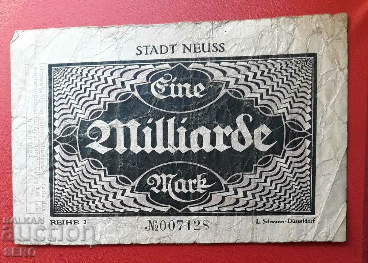 Bancnotă-Germania-S.Rhine-Westfalia-Neuss-1 miliard de mărci 1923