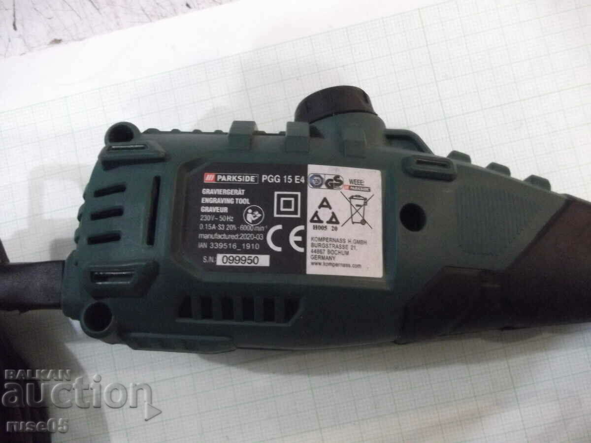Delivery of Engraving machine "PARKSIDE - PGG 15 E4" working Delivery of Engraving machine "PARKSIDE - PGG 15 E4" working