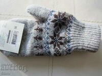 Mănuși alpine cu un deget din lână tricotate la mașină