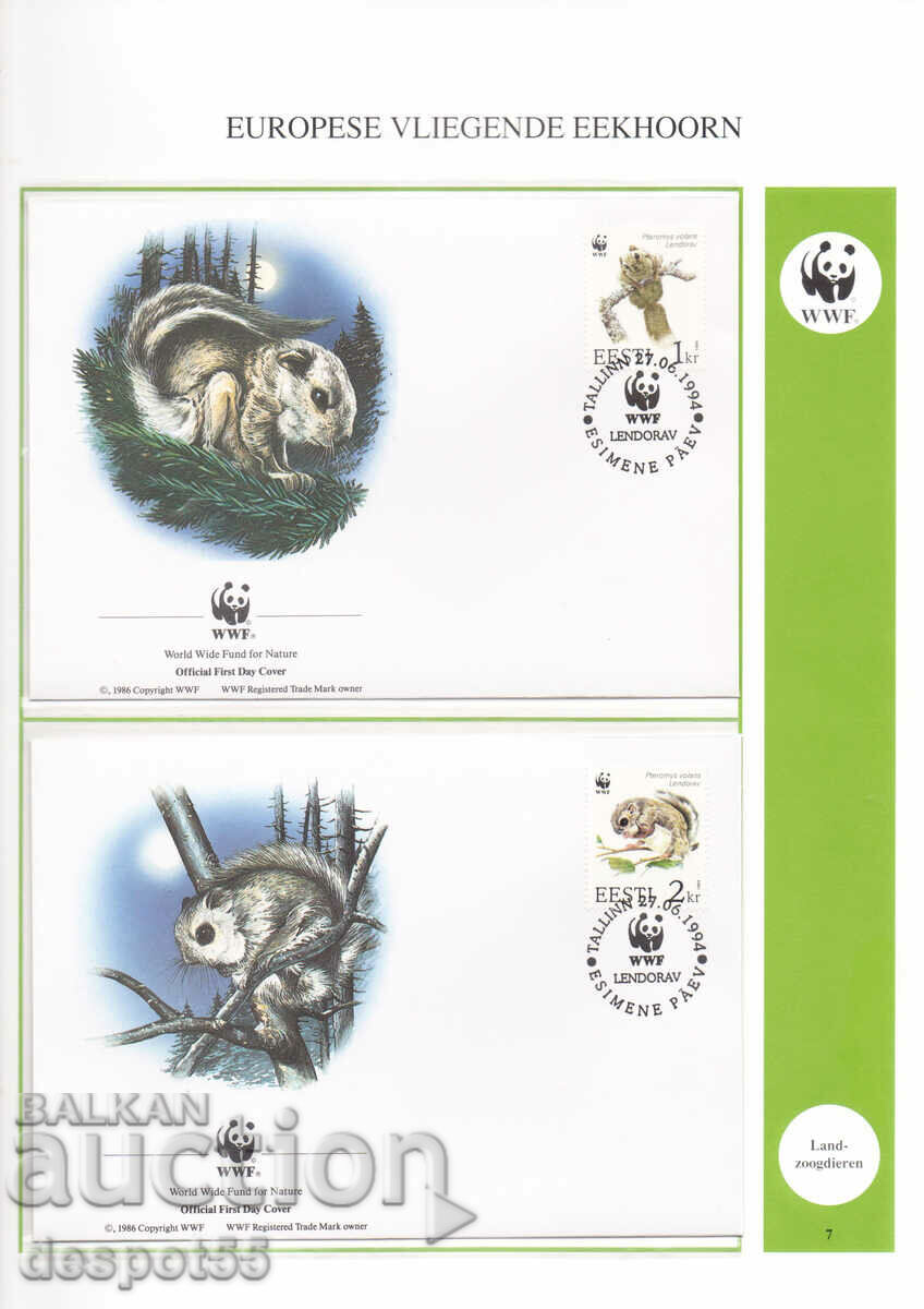 1994. Estonia. World Wildlife Foundation. 4 envelopes.