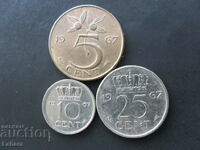 5, 10 and 25 cents 1967. Netherlands