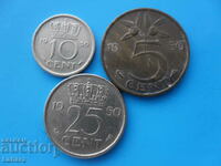 5, 10 and 25 cents 1950. Netherlands