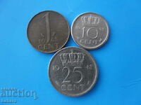 1, 10 and 25 cents 1948. Netherlands