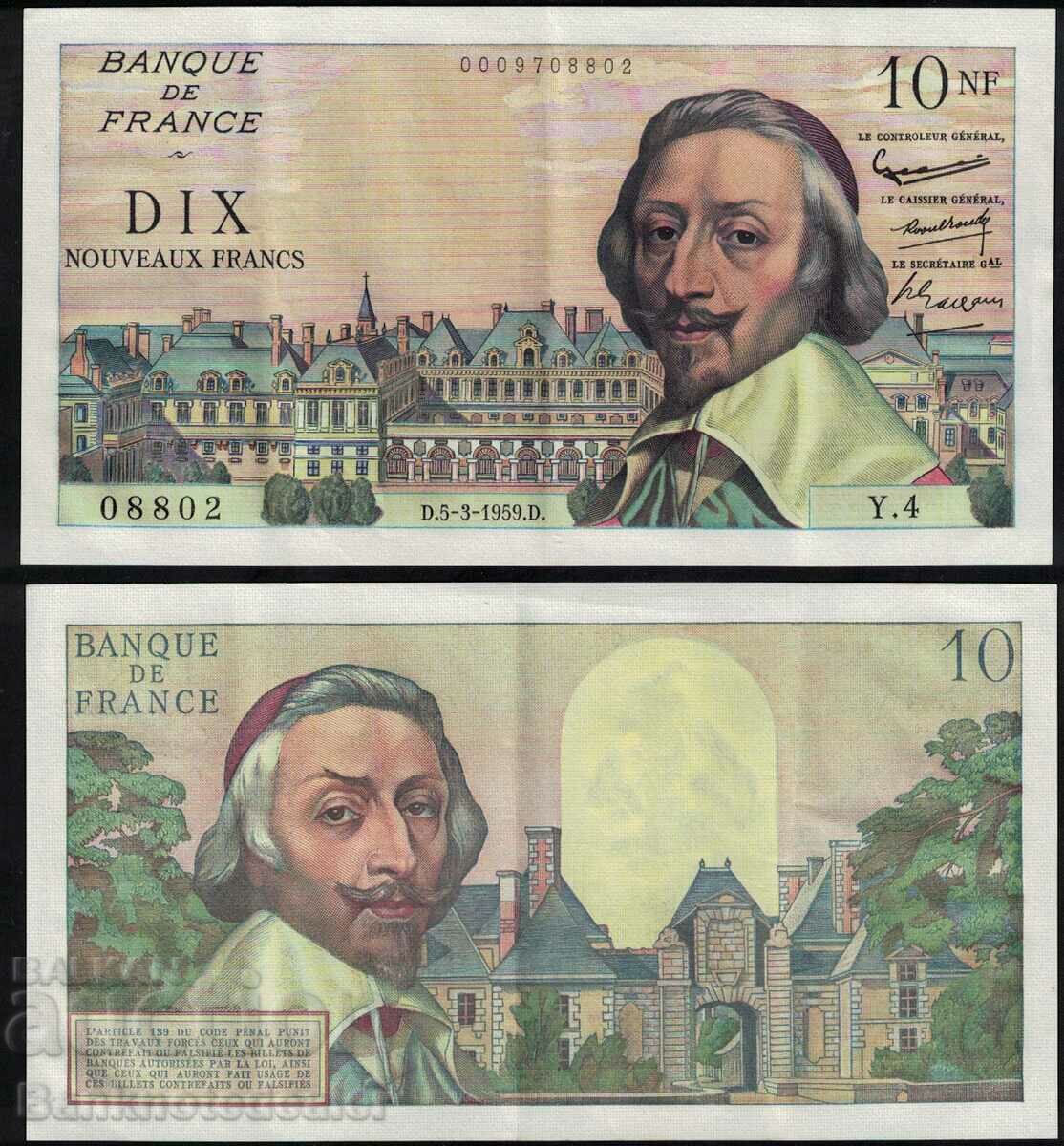France 10 Nouveaux Francs 1959 Pick 142 Ref  8802