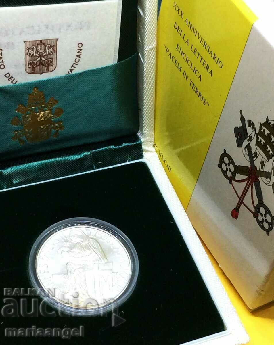 500 λίρες 1993 Πιστοποιητικό Βατικανού. κουτί κάψουλα UNC ασημί