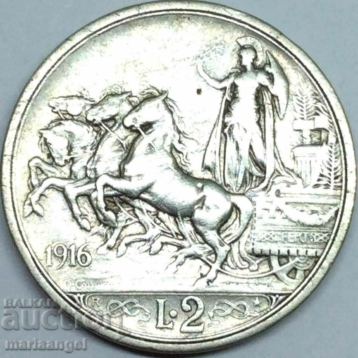 2 Lira 1916 Italy Silver