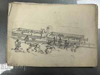 1941 Old Master Drawing Cartoon Railway Wagons Loaders