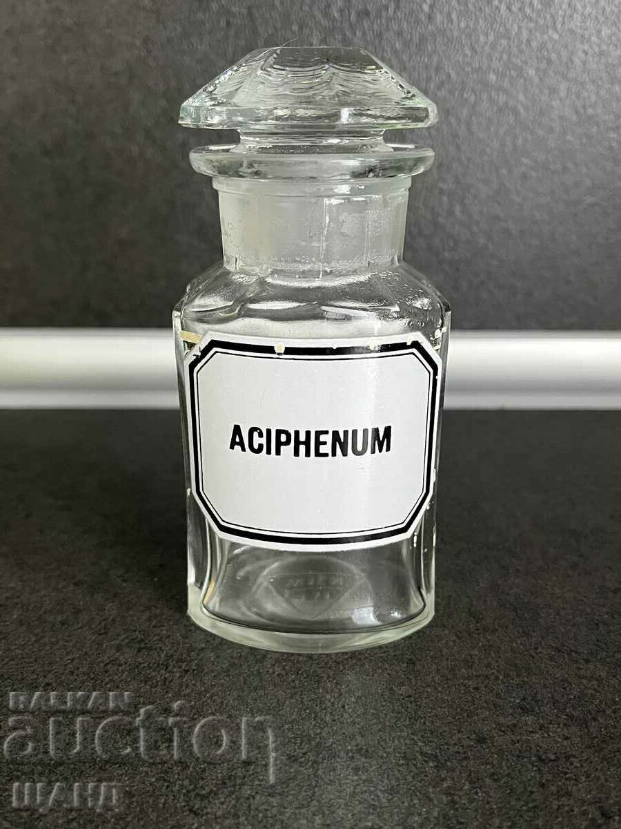 Old Glass Apothecary Bottle Pharmacy ACIPHENUM