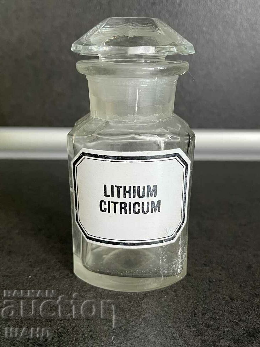Old Glass Apothecary Bottle Pharmacy LITHINUM CITRICUM