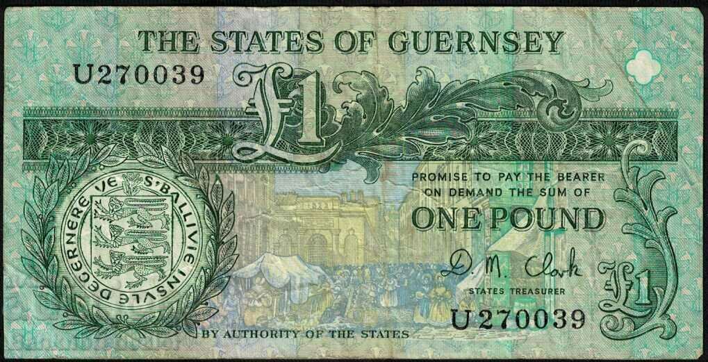 Guernsey 1 Pound 1980-89 Pick 52c Ref 0039