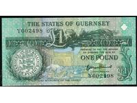 Guernsey 1 Pound 1980-89 Pick 52d Ref 002489 Număr scăzut