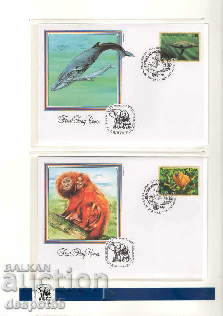 1994. United Nations - Geneva. Endangered species. 4 envelopes. with price 7.50 BGN | € 3.83 1994. United Nations - Geneva. Endangered species. 4 envelopes. with price 7.50 BGN | € 3.83
