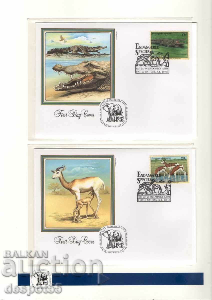1994. United Nations - New York. Endangered species. 4 envelopes. with price 6.50 BGN | € 3.32