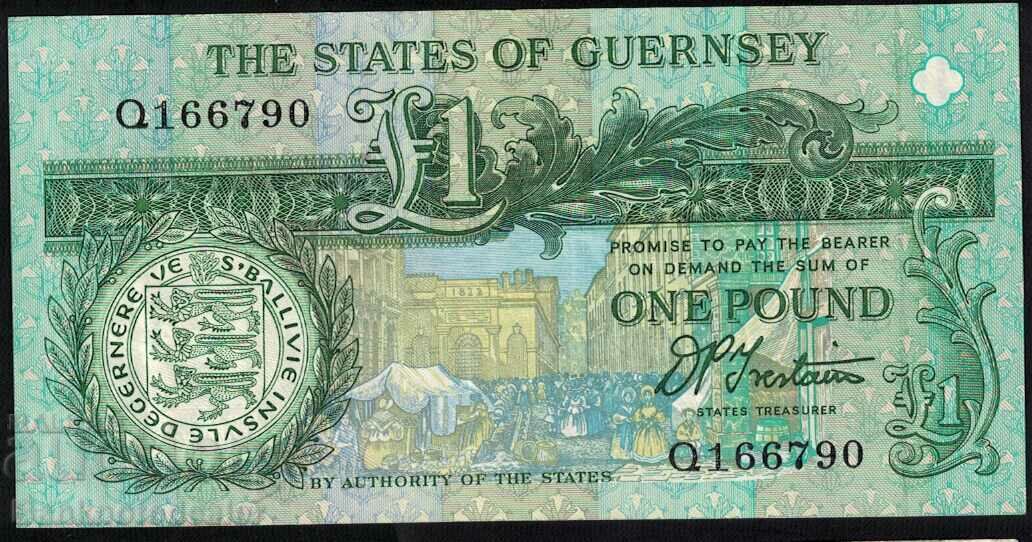Guernsey 1 Pound 1980-89 Pick 52b Ref 6790